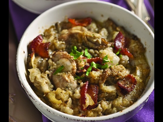 Roasted Eggplant and Oysters