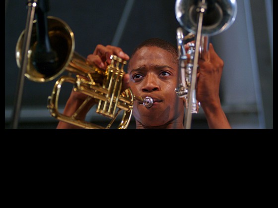 Trombone Shorty with two horns