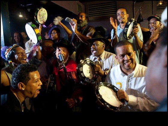 Mardi Gras Indian practice at Kermit's Mother-In-Law Lounge in 2014 [Photo by Ryan Hodgson-Rigsbee]