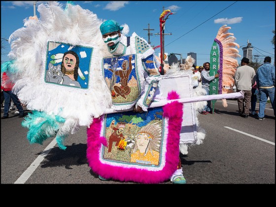 Algiers Warriors Spy Boy Troy Young on Super Sunday March 20, 2016 [Photo by Ryan Hodgson-Rigsbee]