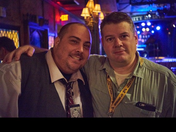 Volunteer extraordinaire Michael Liuzza and WWOZ's Dave Ankers. Photo by Eli Mergel.
