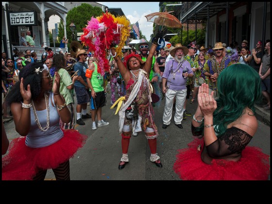 Jennifer Jones with The Pair A Dice Tumblers on Royal St during Southern Decadence [Photo by Ryan Hodgson-Rigsbee, rhrphoto.com]