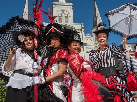 Black Storyville Baby Dolls at French Quarter Fest [Photo by Ryan Hodgson-Rigsbee]