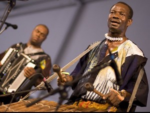 Sunpie Barnes (left) and Seguenon Kone of Ensemble Fatien (photo by Derek Bridges)