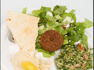 Tabbouleh with pita, Greek garden salad from Mona's Cafe at Food Area 2